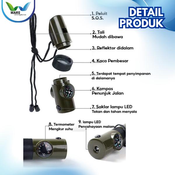 WARS Sos 7 in 1 Survival Kit Outdoor Peluit Kompas