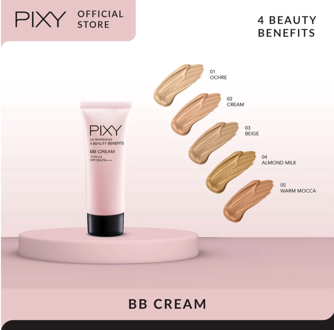Mandom Indonesia PIXY UV Whitening 4 Beauty Benefits BB Cream 01 Ochre