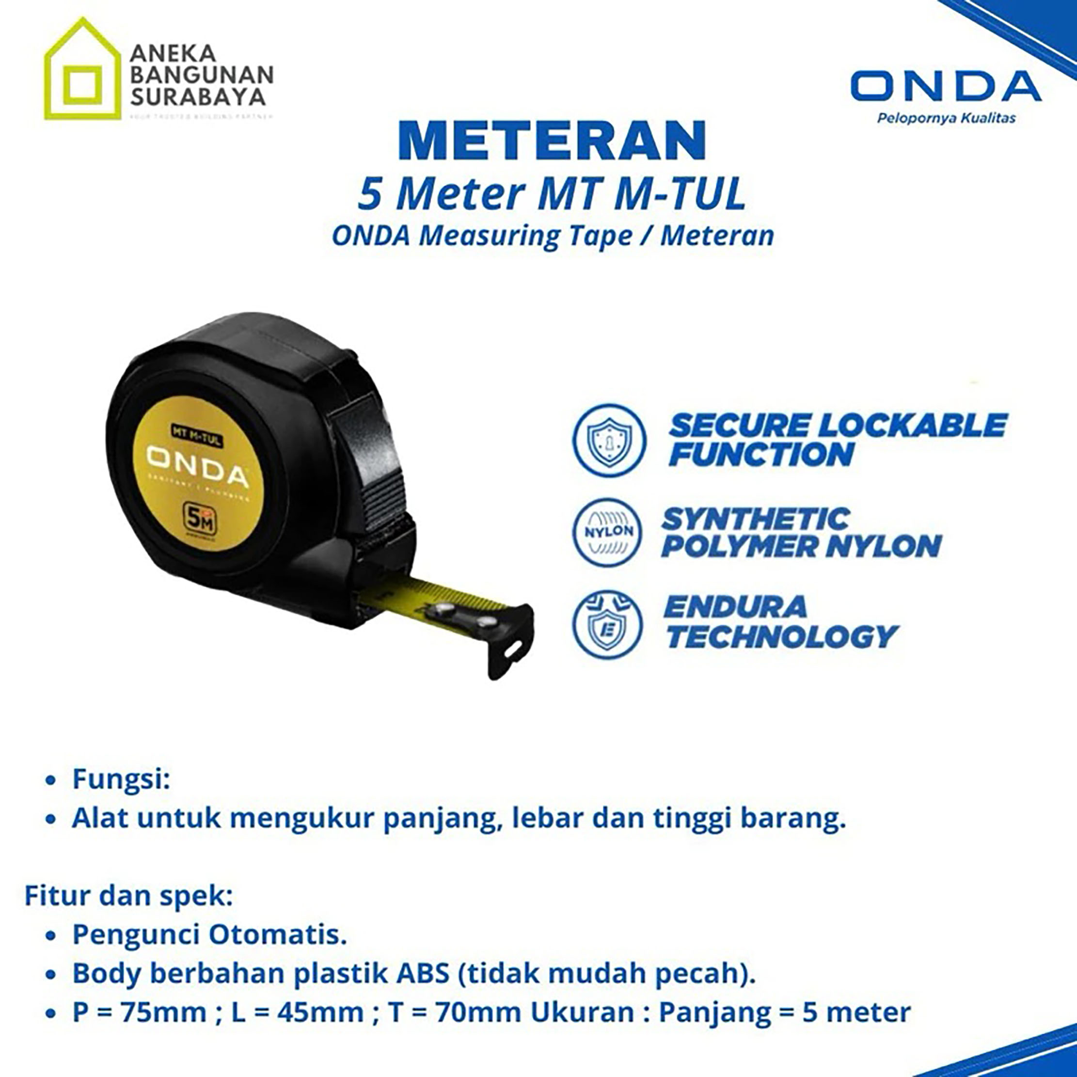 Onda Mega Indonesia ONDA Measuring Tape MT M-TUL 