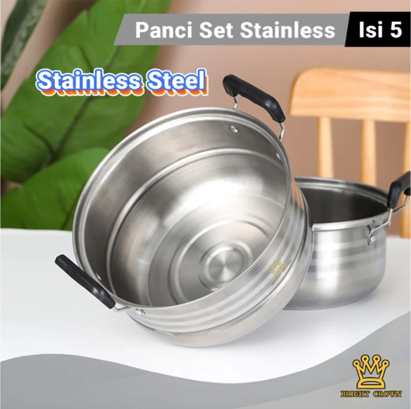 Bright Crown Webstore Bright Crown 12in1 Panci Steamer Set Stainless
