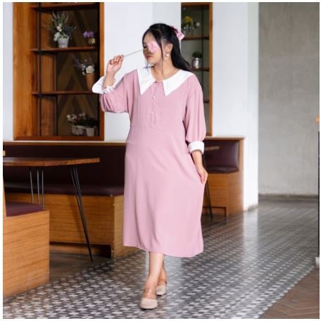 Yoenik Apparel  Haneul Collar Midi Dress