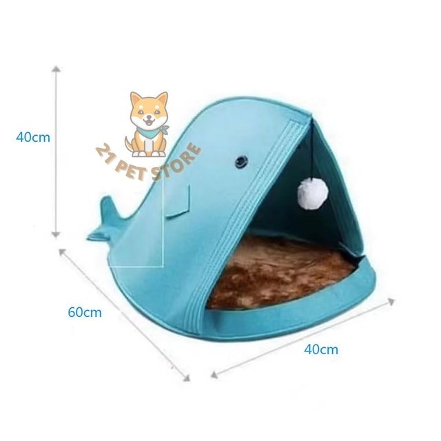 Tempat Tidur Kucing Lipat Bentuk Ikan Paus