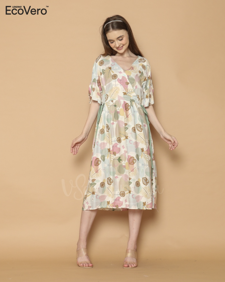 VSamantha Dress Kimono Ecovero Misae Greentea