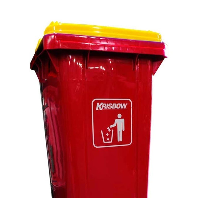 Krisbow Dust Bin 240L Pedal and Yellow Lid