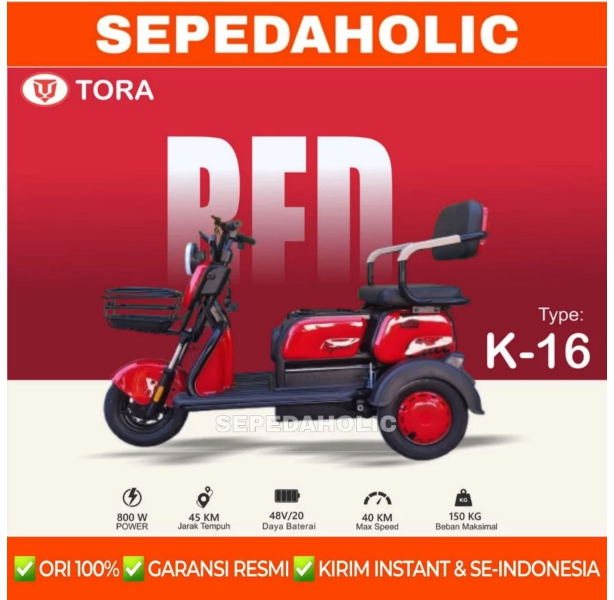  Tora Sepeda Listrik Roda Tiga  K16