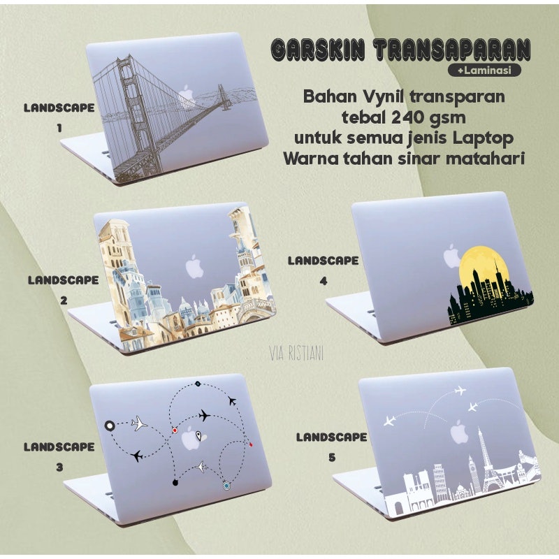 Garskin Laptop Sticker Anti Gores Transparant Travelling Landscape 5