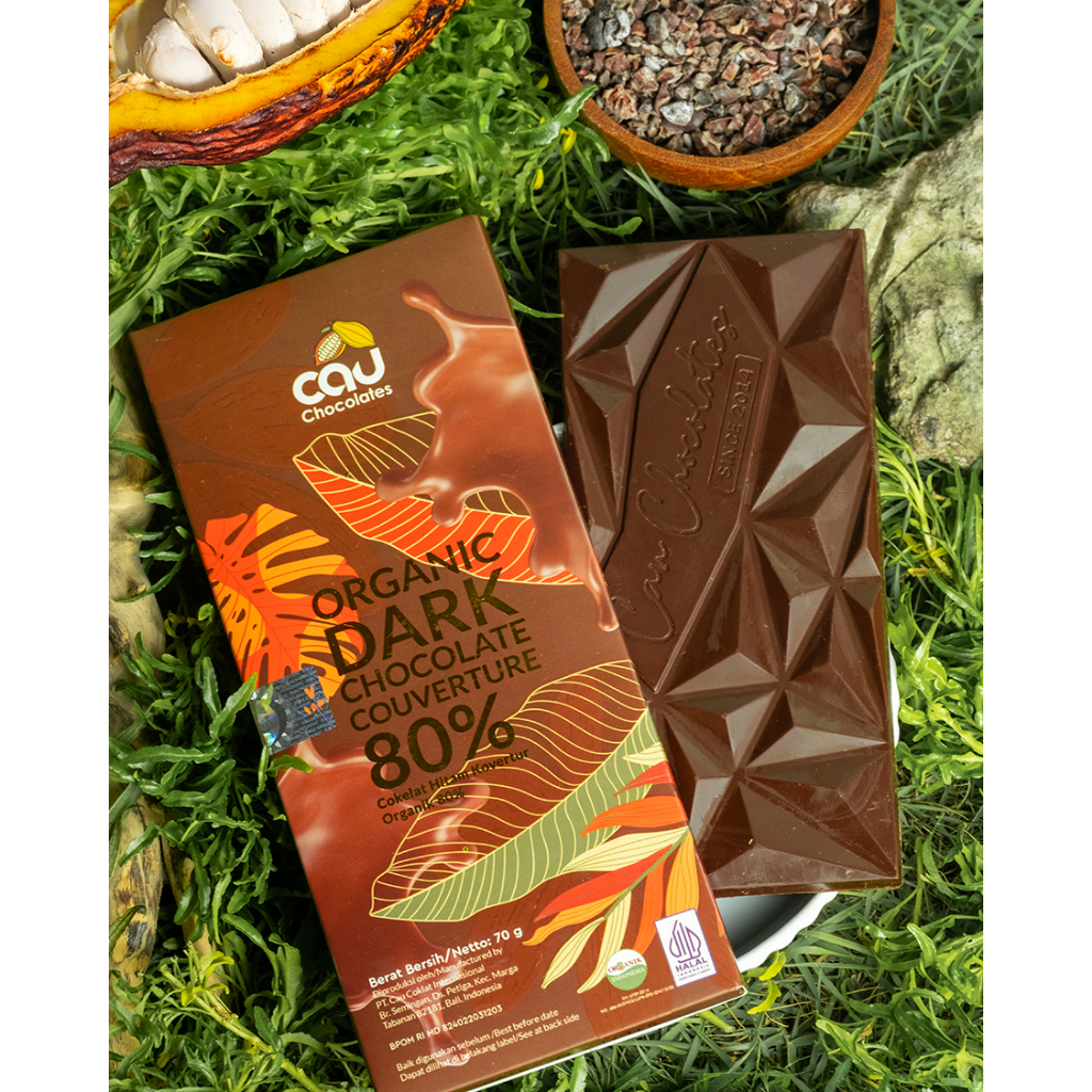 Cau Coklat Internasional Cau Chocolates Organic Dark Chocolate Couverture 80% 70 g
