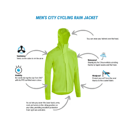 BTWIN Jaket Bersepeda Perkotaan Tahan Air - Kuning Neon 5