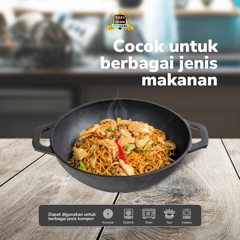 Cast Iron Official Cast Iron Wok 24 cm 3