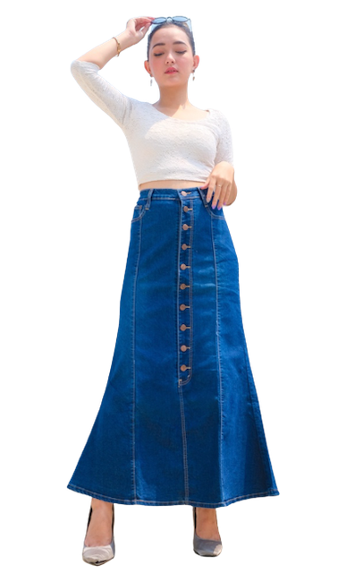 Rok Duyung Panjang Jeans Jumbo Wanita Kc Full 1