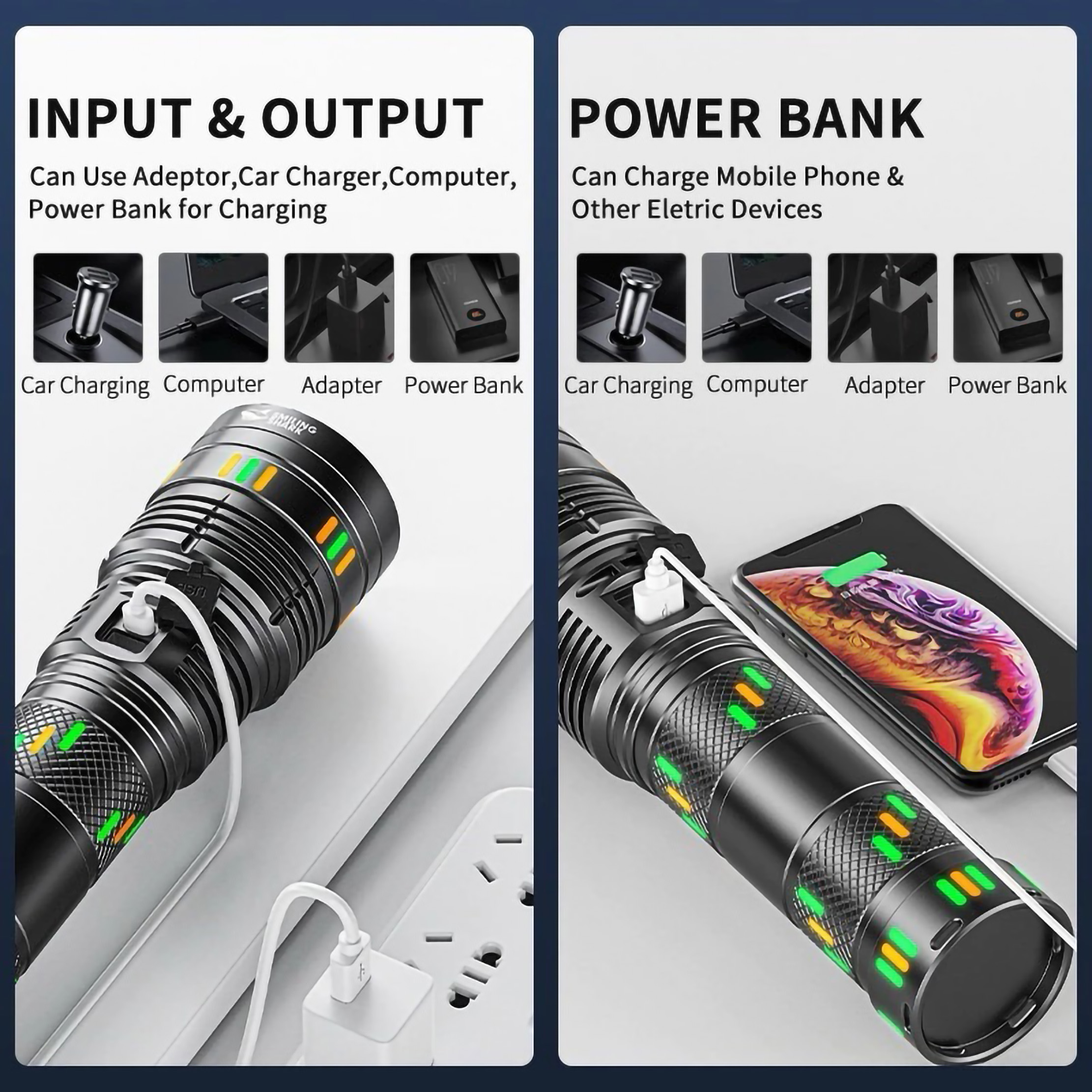 Guangzhou Smiling Shark Lighting Science Technology Smiling Shark Rechargeable Flashlight SD-5996