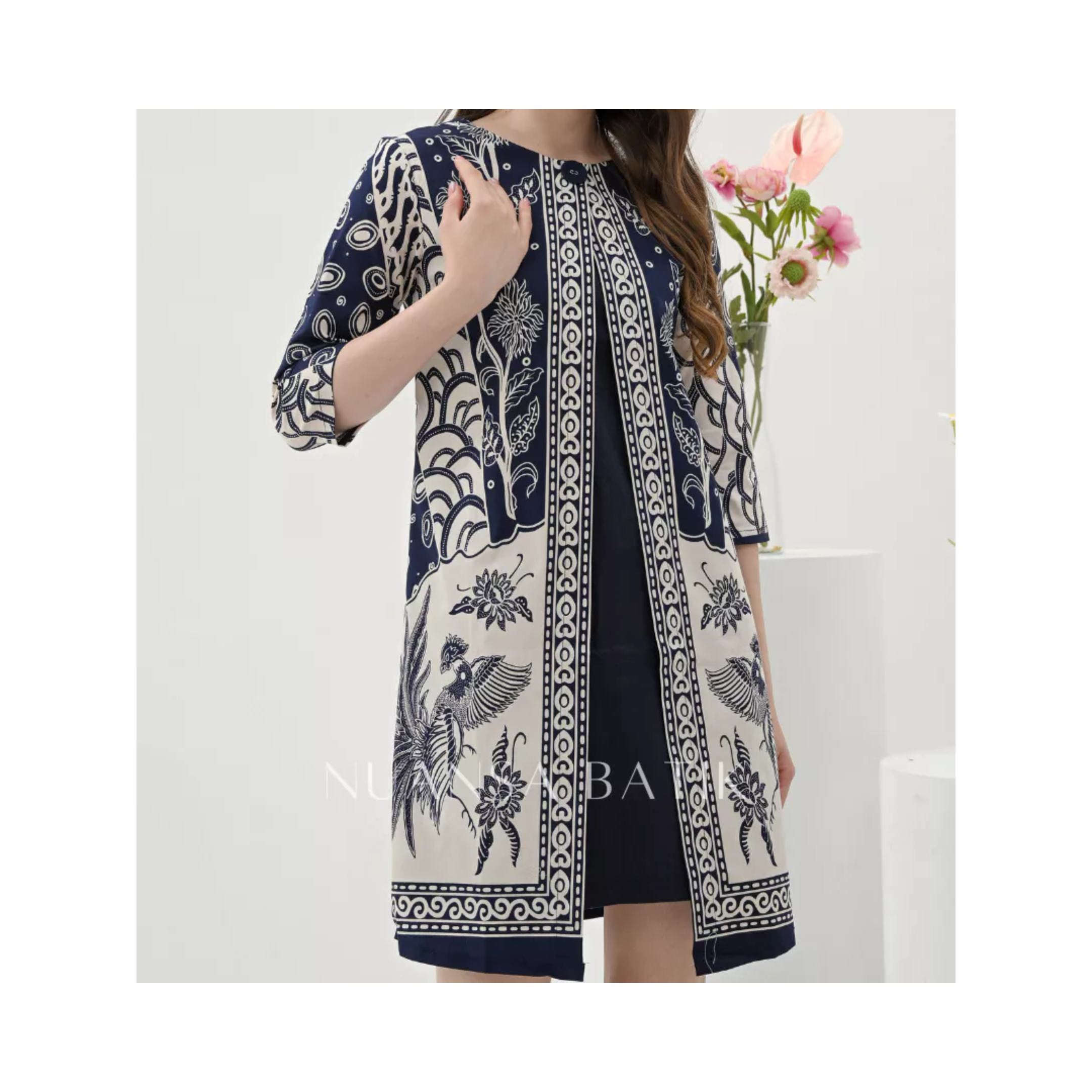 Nuansa Batik Dress Batik Lengan 7/8 Katun Stretch