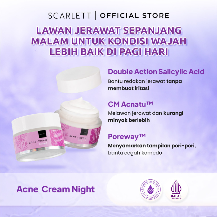 Opto Lingkar Sejahtera Scarlett Whitening Acne Cream Night