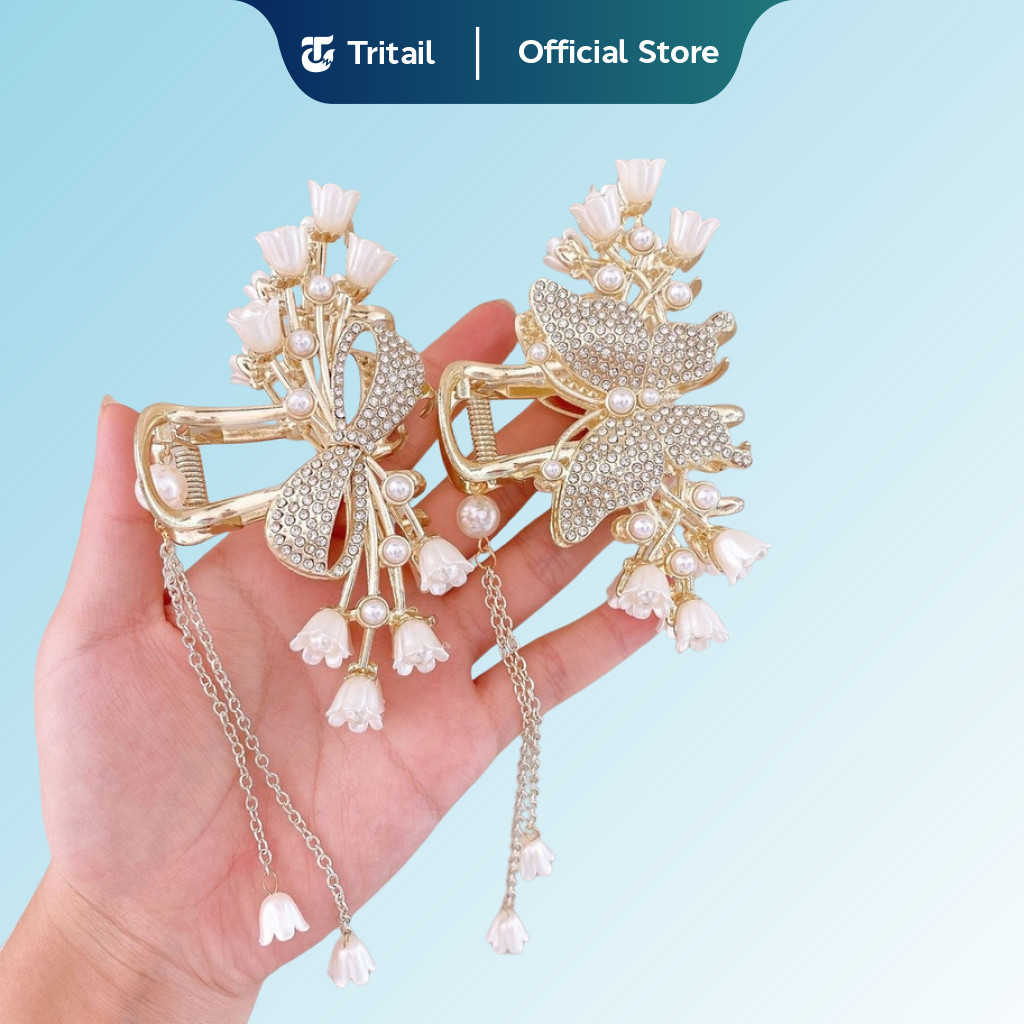  Tritail Jepitan Rambut Fashion Mutiara Model Korea