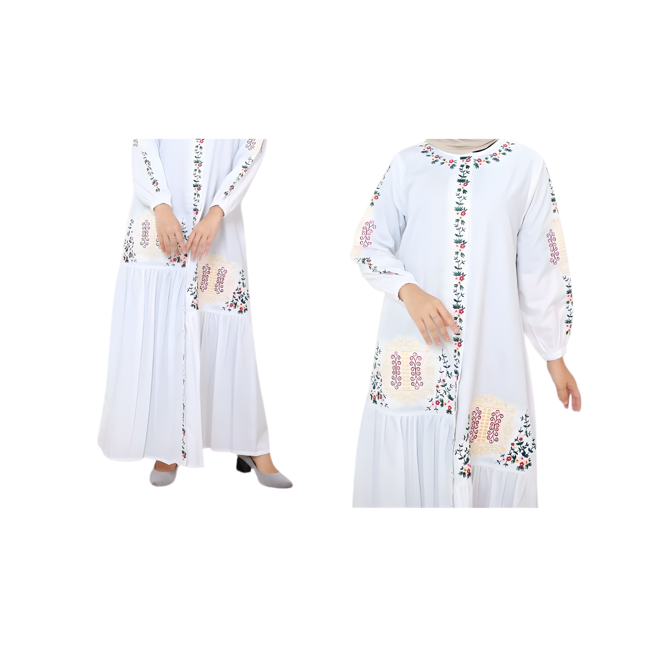  Elvrist Gamis Malika Katun Toyobo Bordir Pintu Aceh Putih