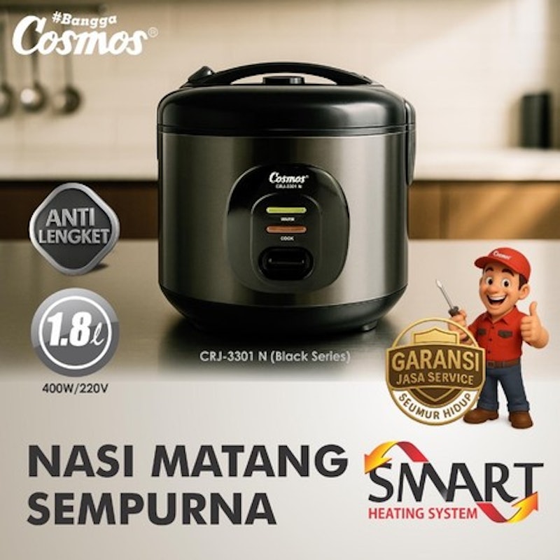Cosmos Rice Cooker Non Stick 1.8L 3