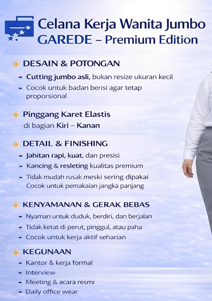  Garede Celana Panjang Wanita Kerja Jumbo