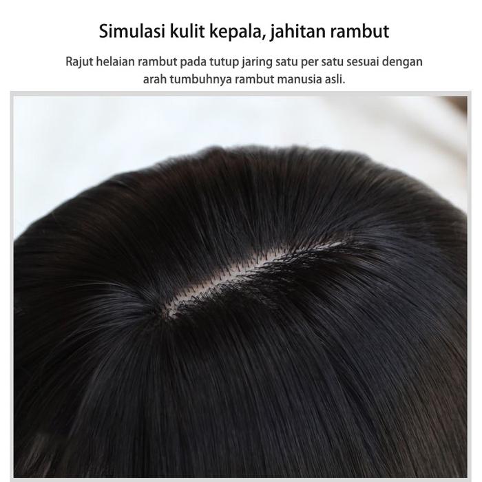  Full Wig Korean 70 cm Hitam Alami