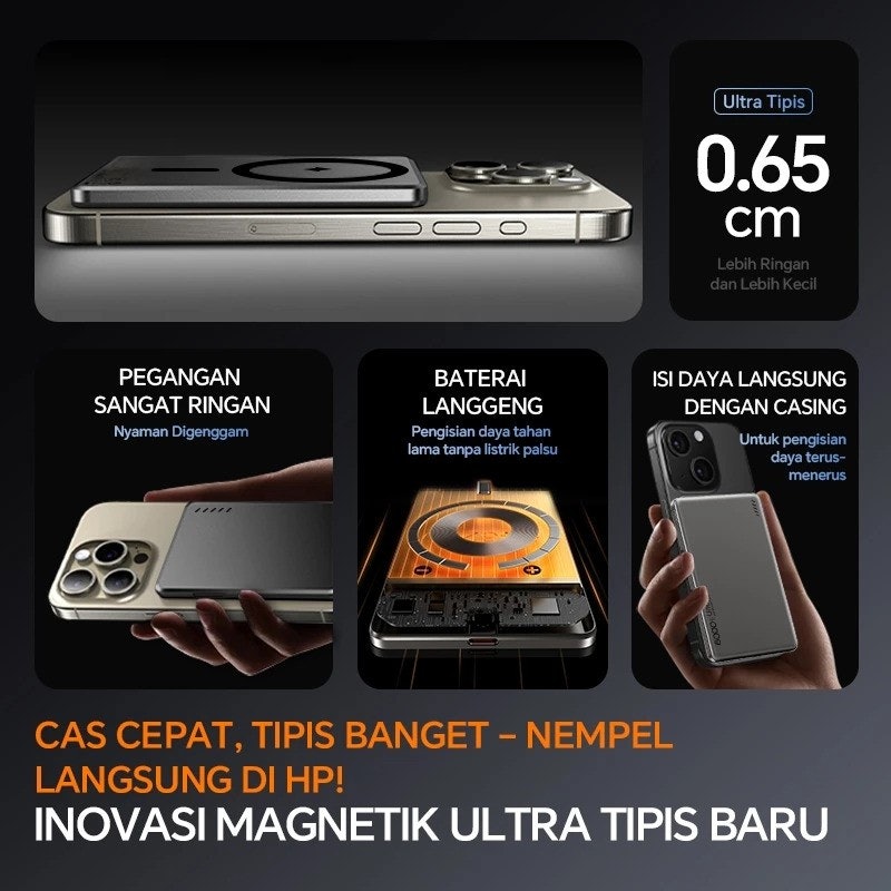 UNE 12000mah Powerbank Wireless Magnetic 2