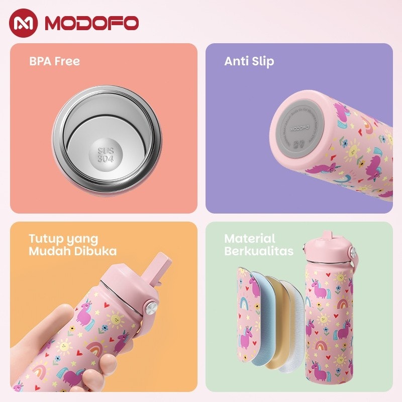 MODOFO Botol Minum Stainless Steel Motif Kartun Lucu 3