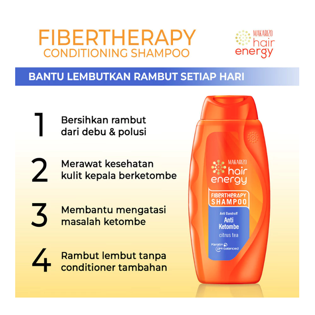 Akasha Wira International Makarizo Hair Energy Fibertherapy Shampoo Anti Dandruff Citrus Tea