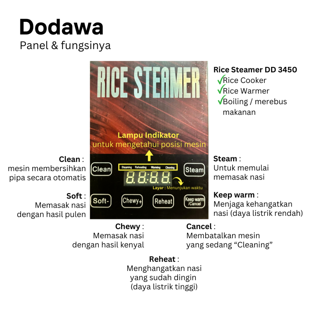  Dodawa Rice Cooker & Rice Warmer DD3450