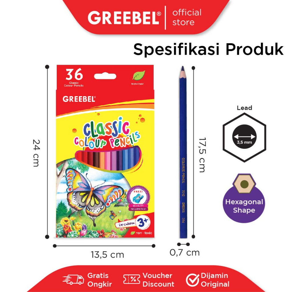 Suryamas Cipta Sentosa GREBEEL Classic Colour Pencils 7036