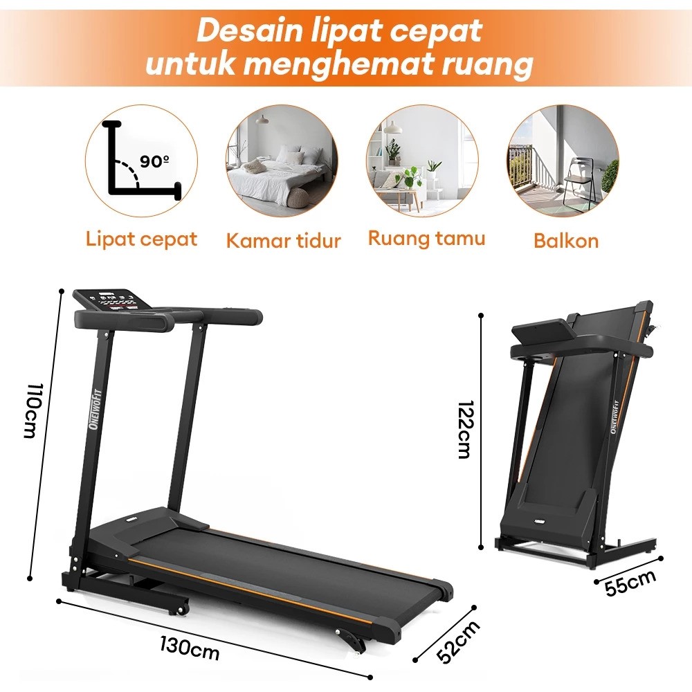 OneTwoFit OneTwoFit Treadmill Listrik 2.5HP