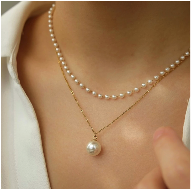 Ioana Gold Pearl Choker Necklace Set 2