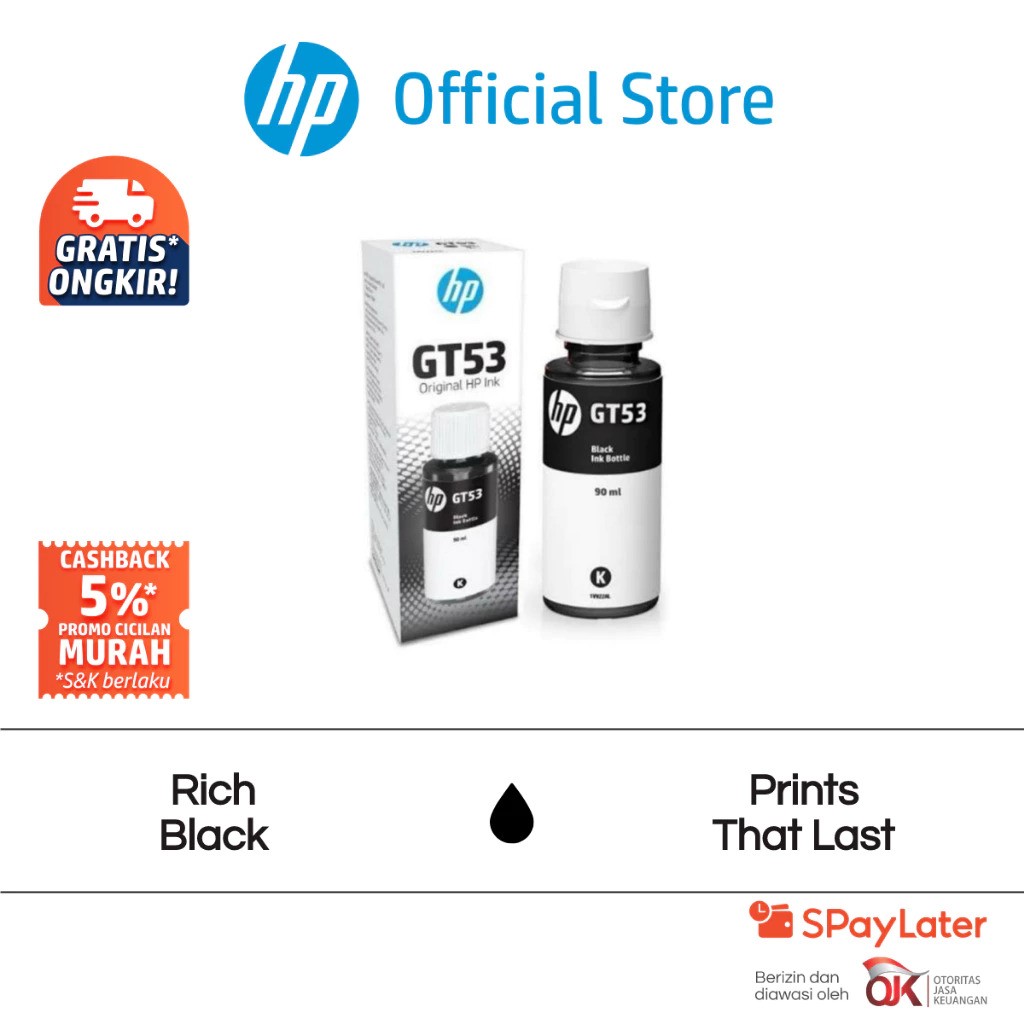 HP HP GT53 Black Original Ink  1VV22AA