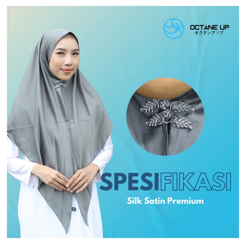 Octane Up Hijab Instan Sutra Satin Kancing Shanghai Premium 5