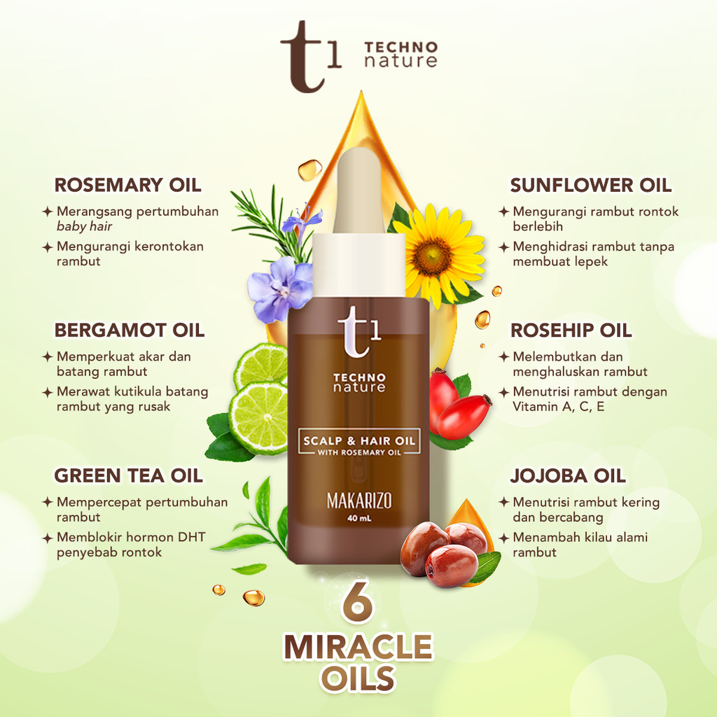 Akasha Wira International MAKARIZO T1 Techno Nature Scalp & Hair Oil with Rosemary Oil