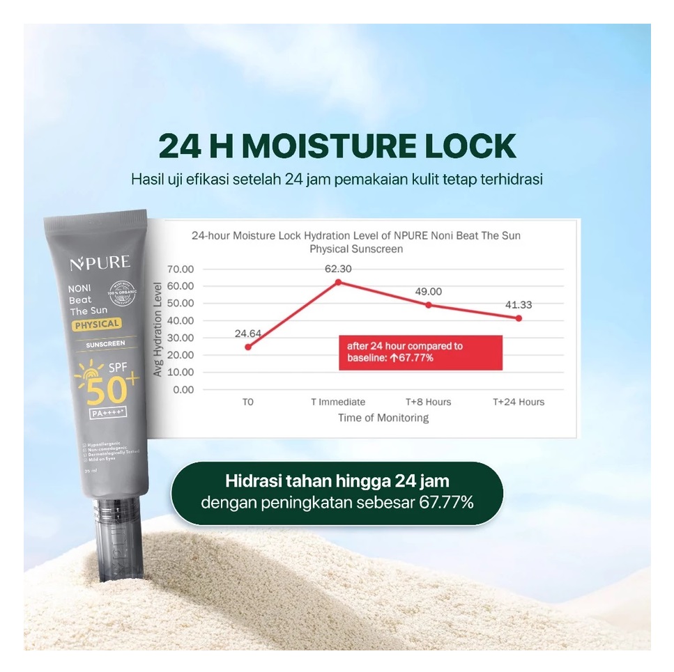 Penta Natural Kosmetindo N'PURE Physical Sunscreen Noni Beat The Sun SPF 50+ PA ++++