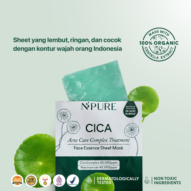 Penta Natural Kosmetindo N'PURE Cica Face Sheet Mask