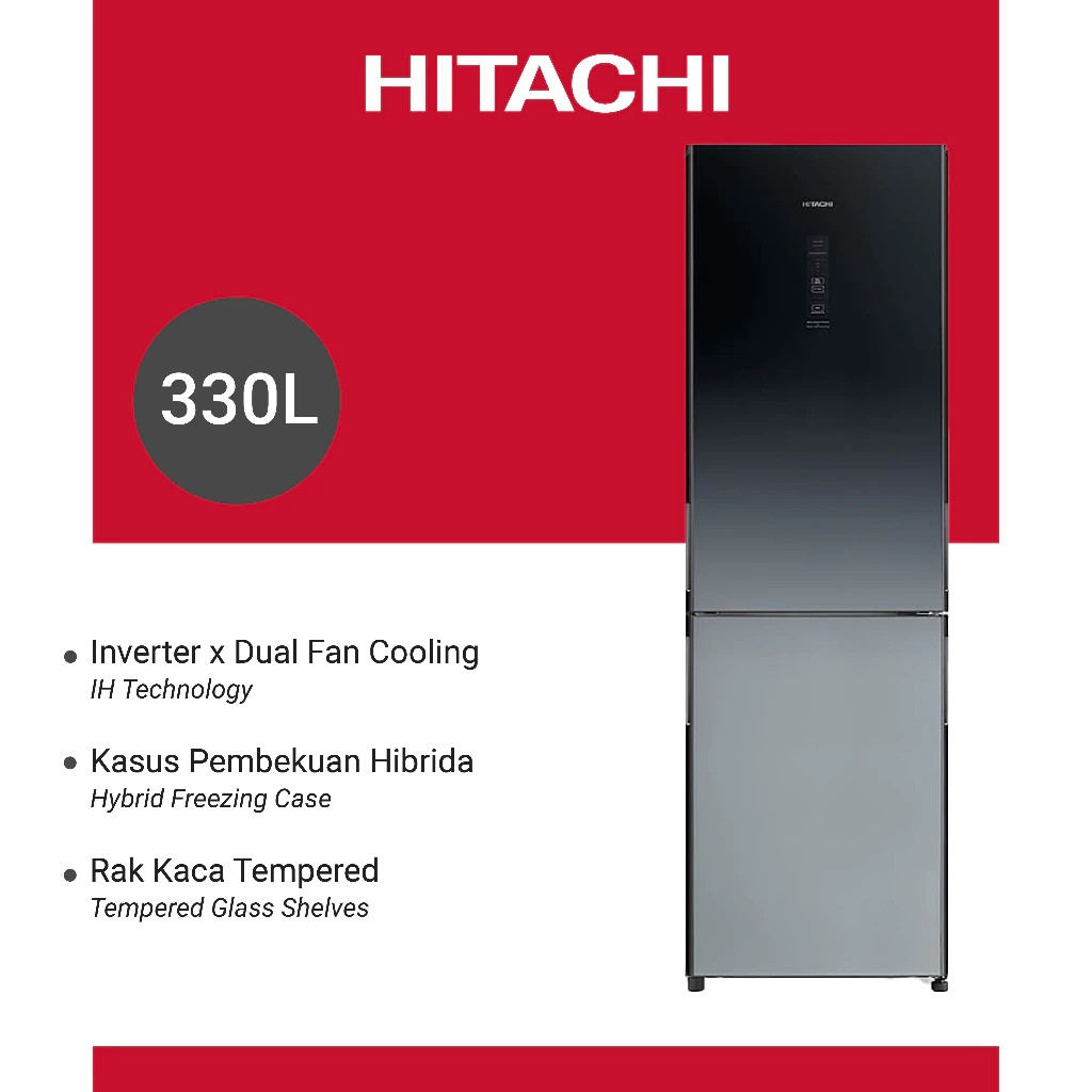 Hitachi Hitachi Kulkas Stylish Bottom Freezer 330 Liter  R-BG41PGD6X XGR