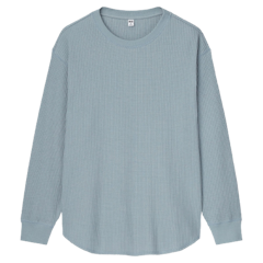 Women T-Shirt Waffle Crew Neck Lengan Panjang
