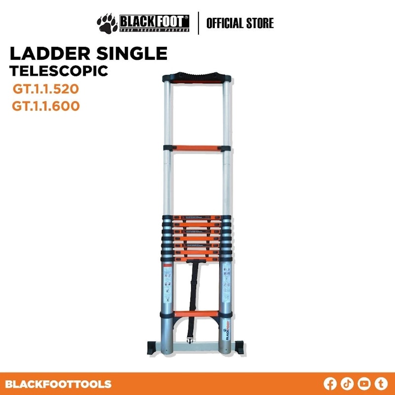 BLACKFOOT Telescopic Single Ladder 5.2M 5
