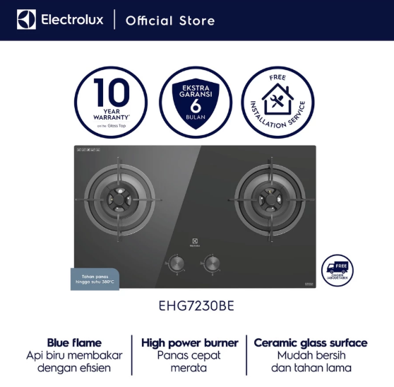 Electrolux Electrolux Kompor Gas Tanam UltimateTaste 300 dengan 2 Tungku 78cm EHG7230BE