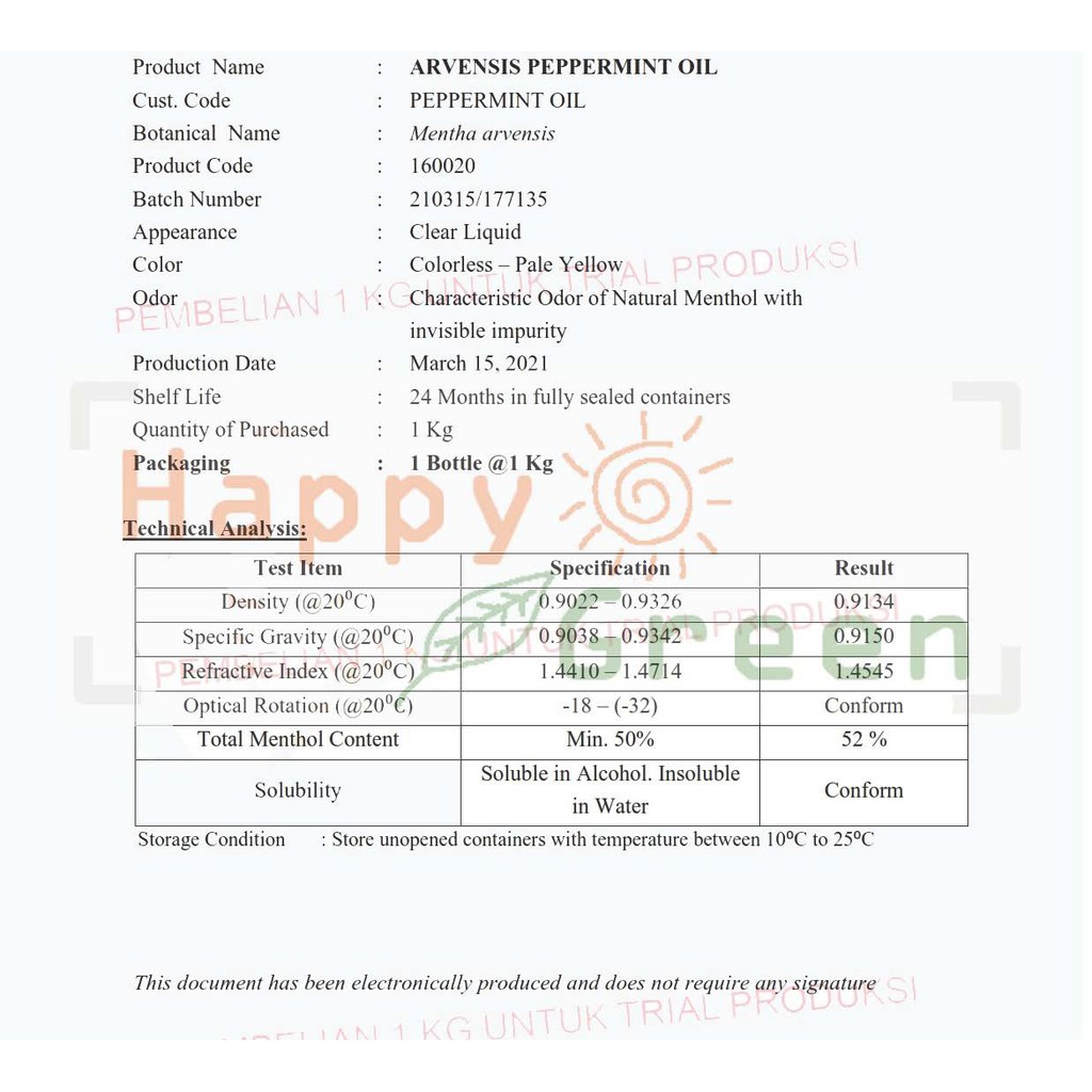 Happy Green Peppermint Essential Oil 5