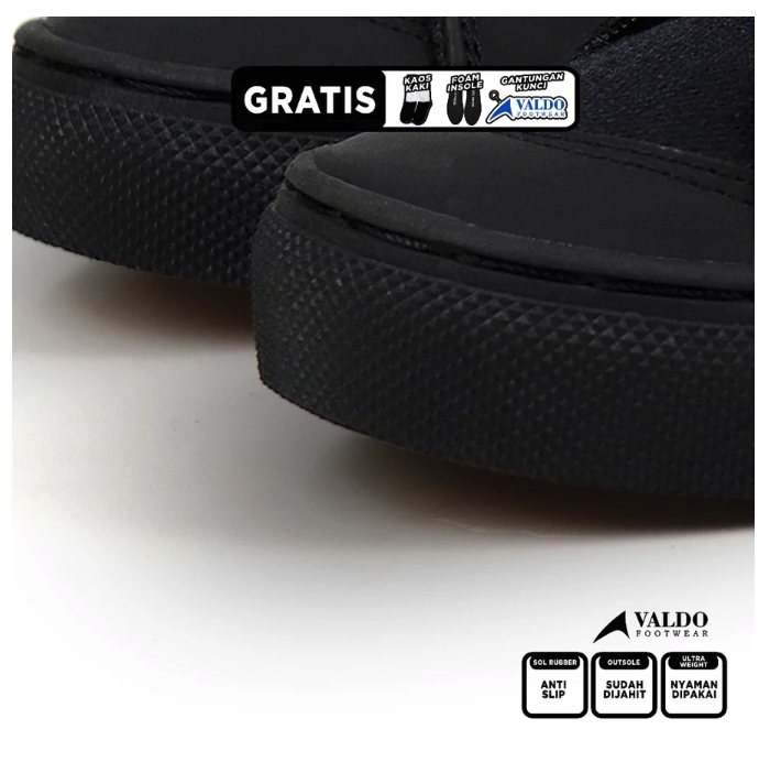  Valdo Footwear Parvo Sepatu Skater Hitam Lis Merah HM0701