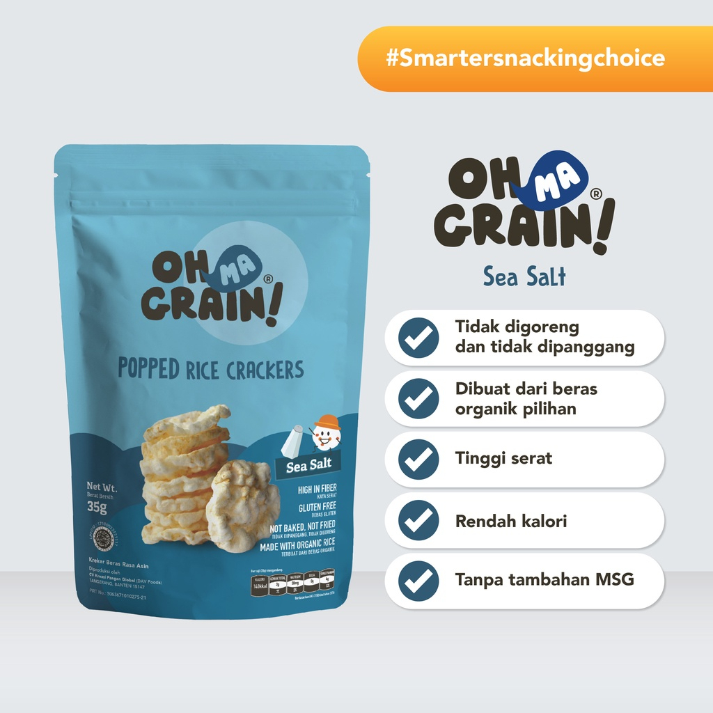 Kreasi Pangan Global Oh Ma Grain! Pop Rice Cracker Sea Salt