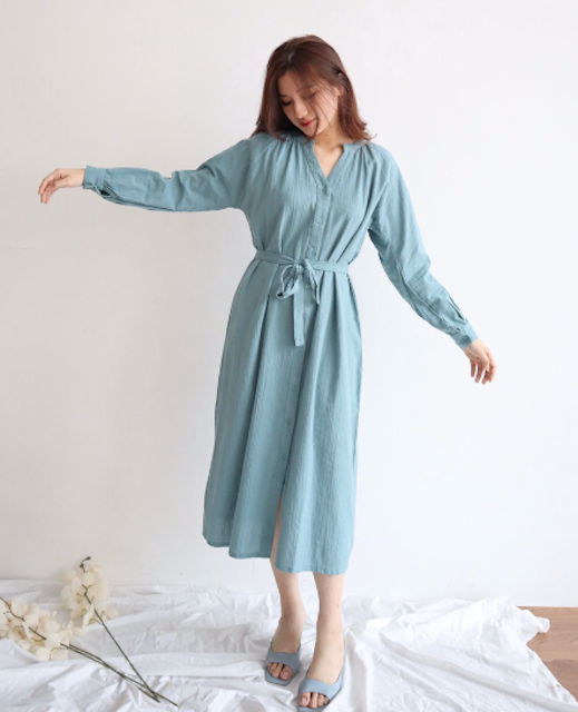 MSMO Eloise Maxi Dress Longsleeve Linen