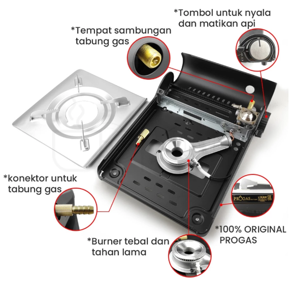 Utama Jaya Bersama Progas Kompor Portabel 2 in 1 Stainless Steel Minimalis