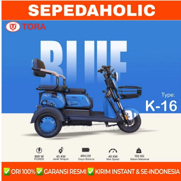  Tora Sepeda Listrik Roda Tiga  K16