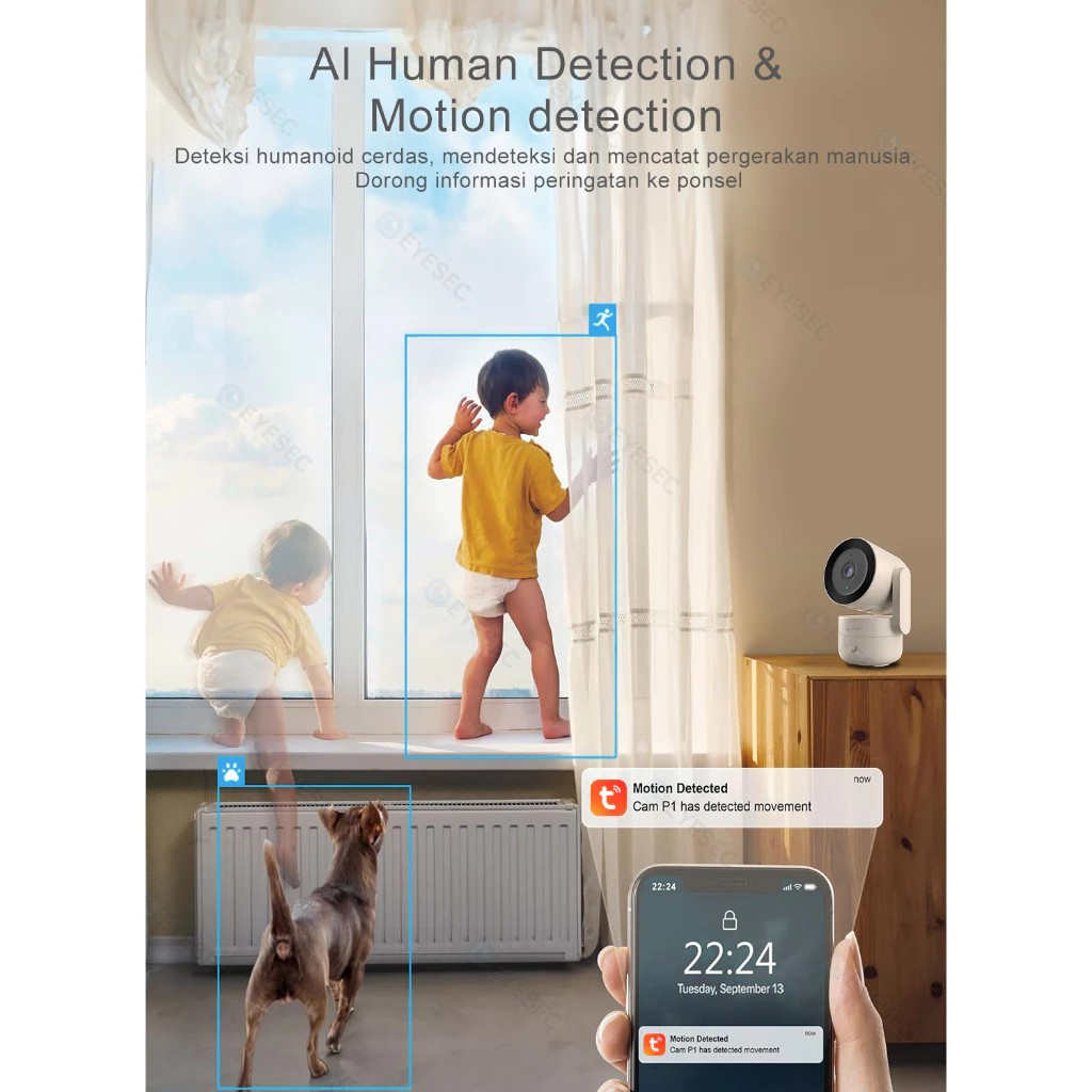 Upin Masa Depan EYESEC Smart Indoor PTZ IP Kamera ES08