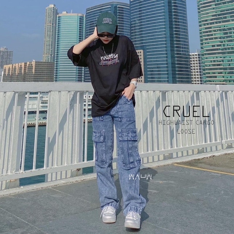 Highwaist Cargo Loose Jeans 3