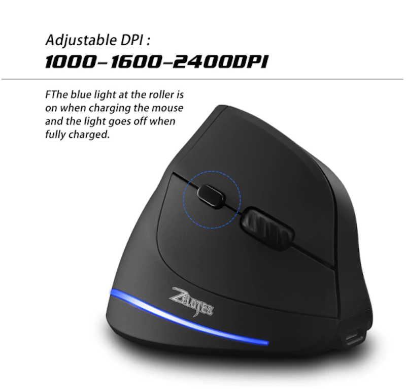 Zelotes F35 Wireless Vertical Ergonomic Gaming Mouse 3