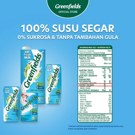  Greenfields Indonesia Greenfields UHT Full Cream 950 ml