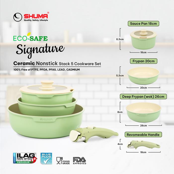 Shuma® Eco-Safe Signature Ceramic Nonstick Stack 5 Cookware Set