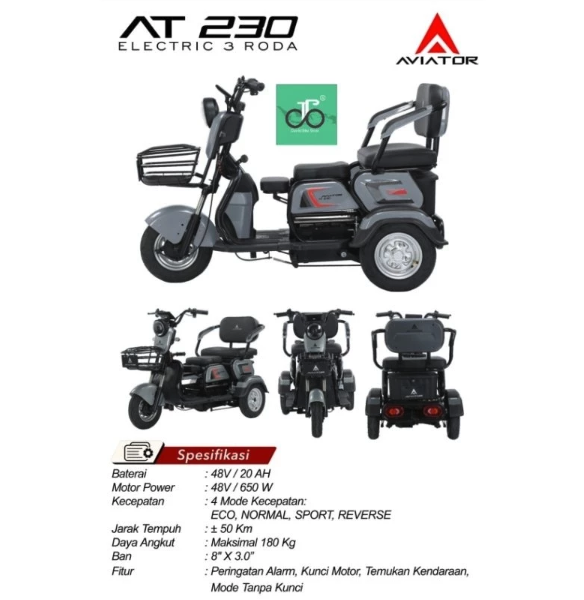 Roda Pasifik Mandiri Pacific Sepeda Listrik Roda 3 Aviator   AT230